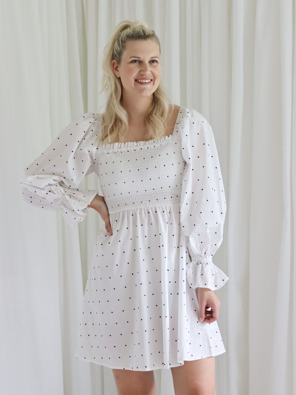 Balloon Sleeve Smocked Dress